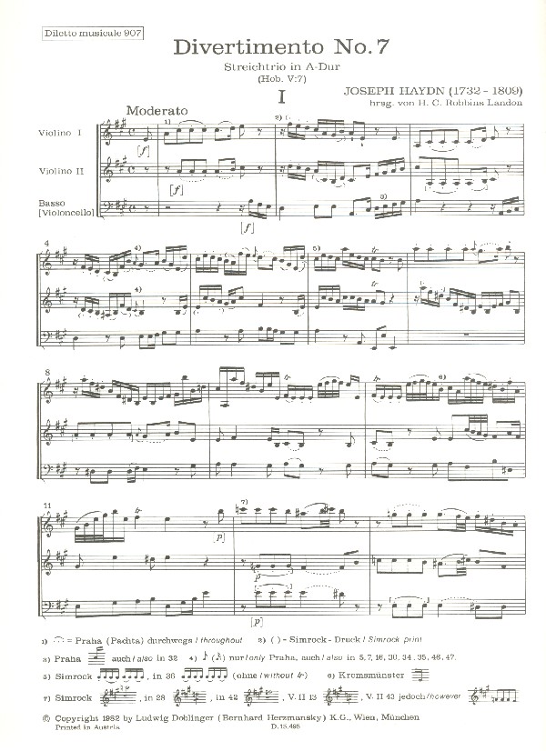 Divertimento A-Dur Nr.7 Hob.V:7
