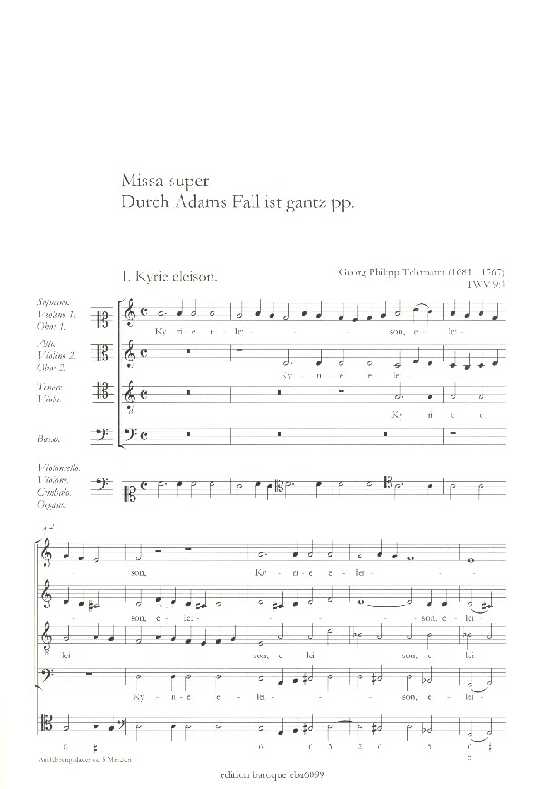 Missae super Durch Adams Fall TWV9:4  und  Es wird schier TWV9:7