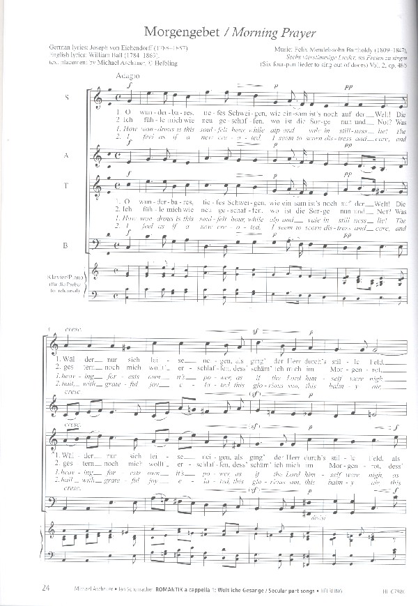 Romantik a cappella Band 1 - Weltliche Gesänge