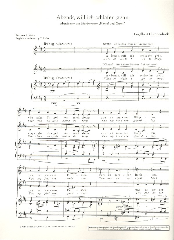 Abends will ich schlafen gehen (Abendsegen)