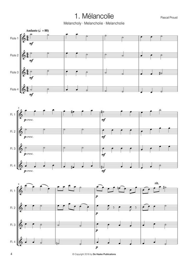 14 easy Flute Quartets