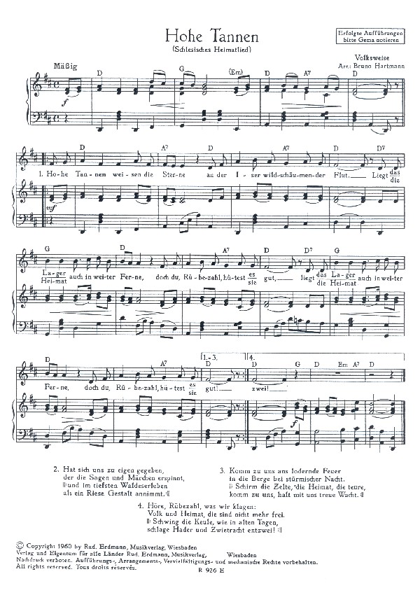 Hohe Tannen  und  Westfalenlied