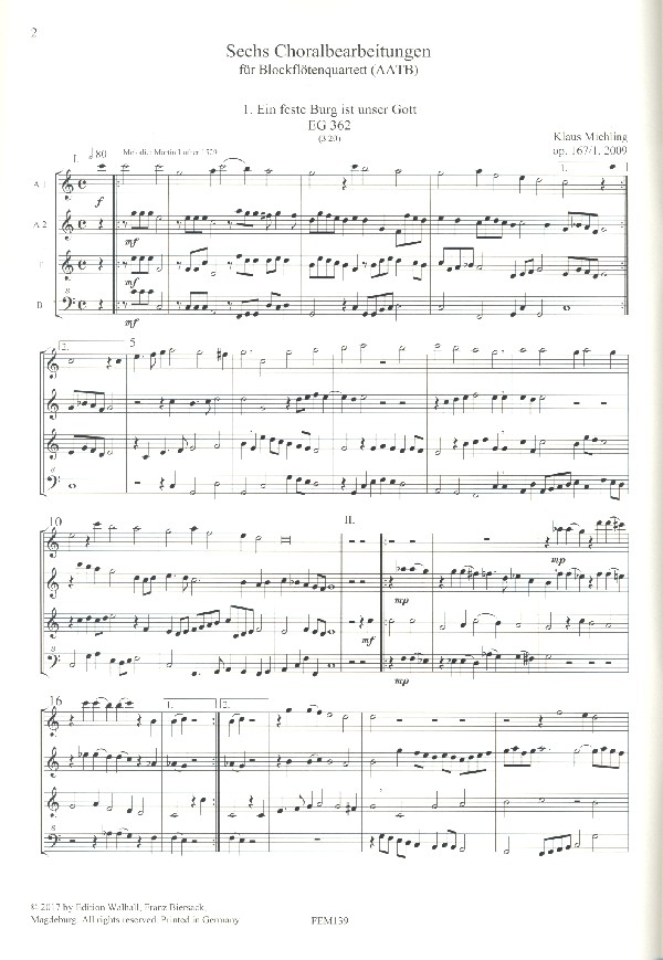 6 Choralbearbeitungen op.167 und op.265