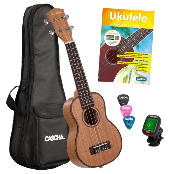 Ukulele-Set Premium Mahagoni Sopran-Ukulele