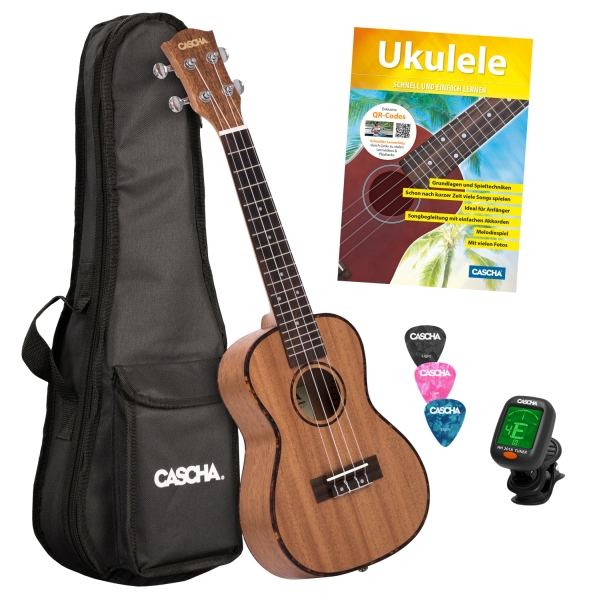 Ukulele-Set (Konzert Ukulele) Premium Mahagoni