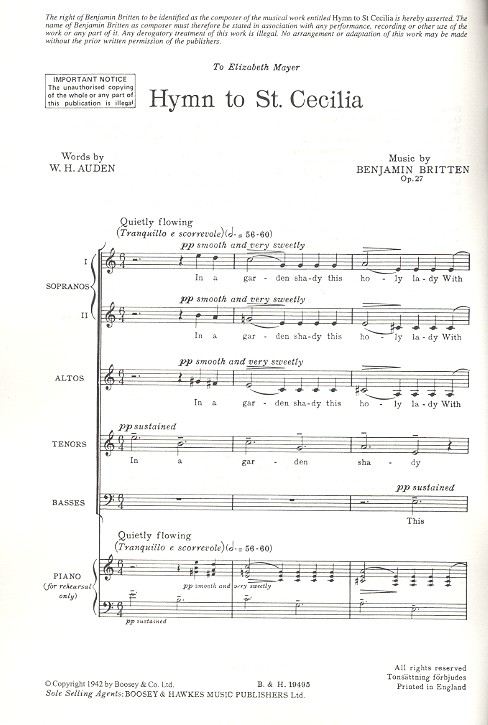 Hymn to St. Cecilia op. 27