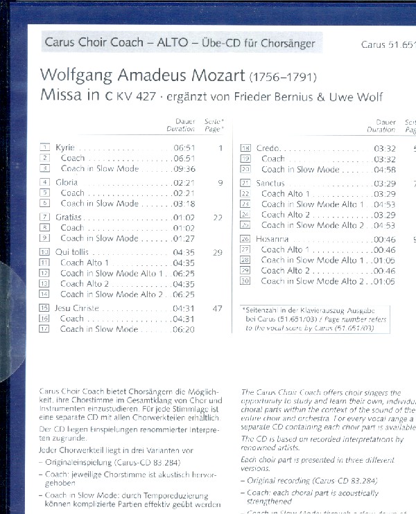 Messe c-Moll KV427 - Chorstimme Alt