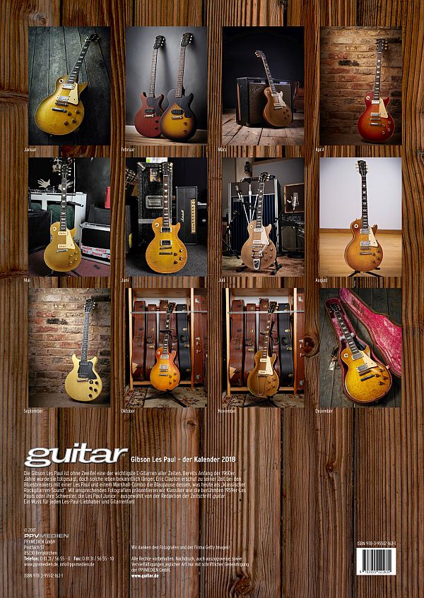 Guitar Gibson Les Paul Kalender 2018