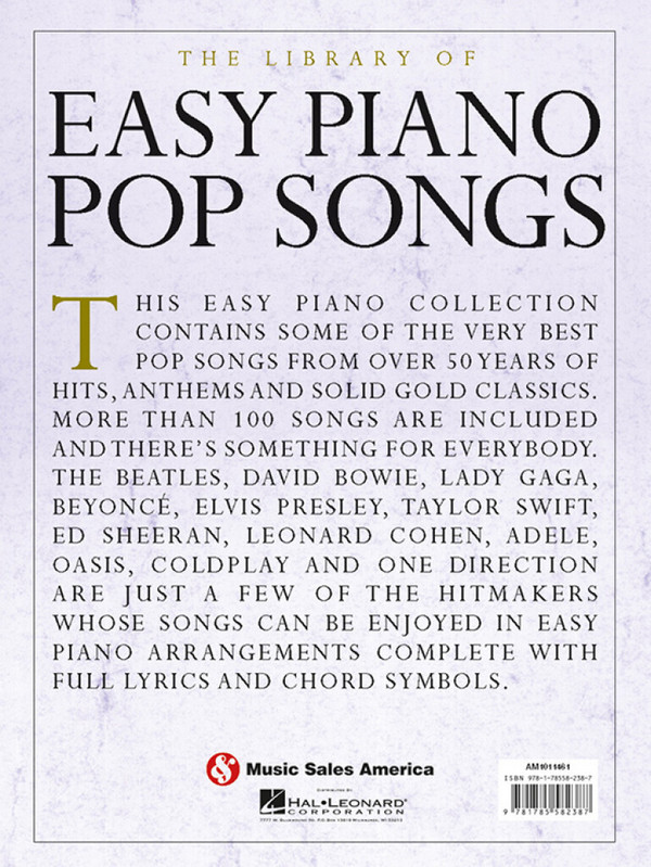 The Library of easy Piano Pop Songs: