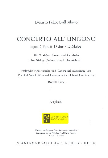 Concerto all unisono D-Dur op.2,6