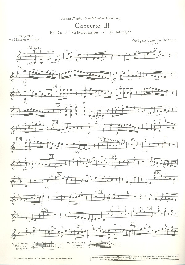 Concerto III Es-Dur KV 107