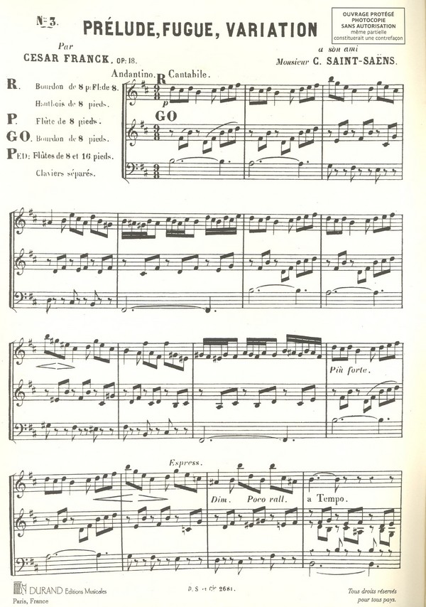 Prélude, fugue et variation op.18