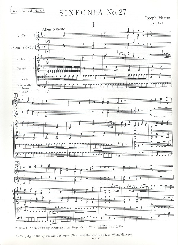 Sinfonie G-Dur Nr.27 Hob.I:27