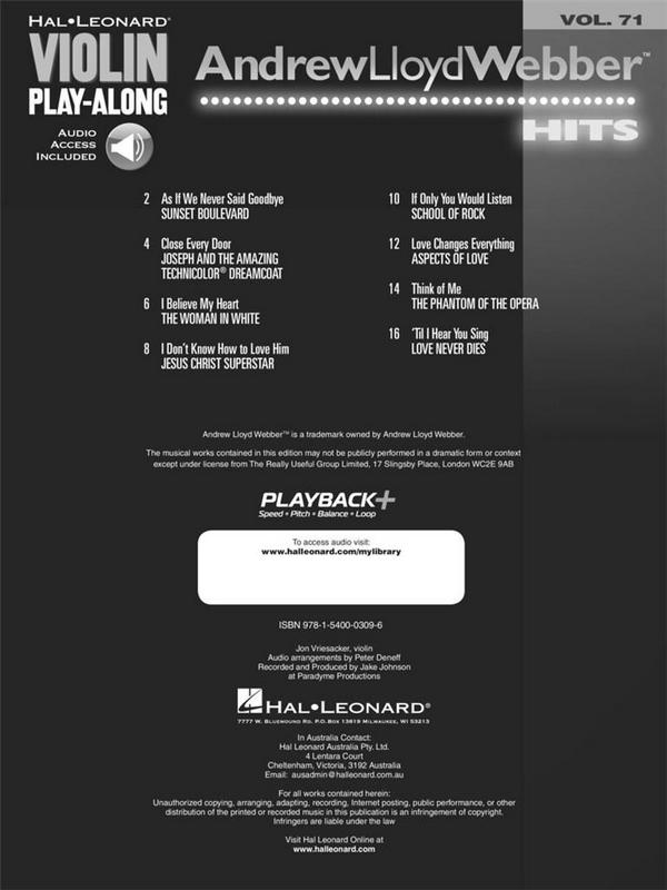 Andrew Lloyd Webber Hits (+Online Audio Access):