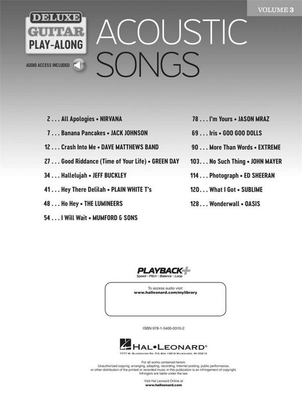 Deluxe Guitar Playalong vol.3 - Acoustic Songs (+Audio Access):