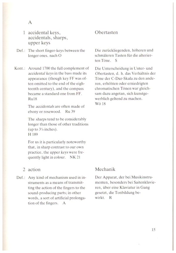 Glossar über Cembalo-Fachausdrücke