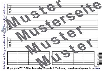 Notenblock Tabulatur und Diagramm für 7-saitige Gitarre