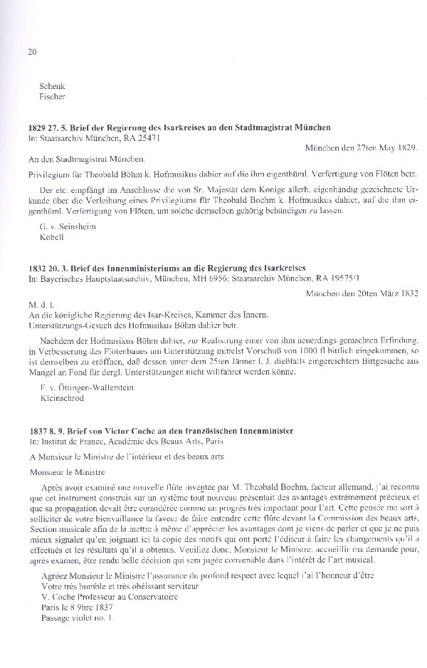 Briefe an und Aufsätze über Theobald Böhm