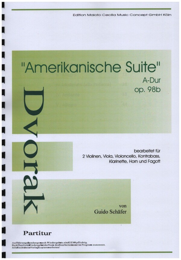 Amerikanische Suite A-Dur op.98b für 2 Violinen,