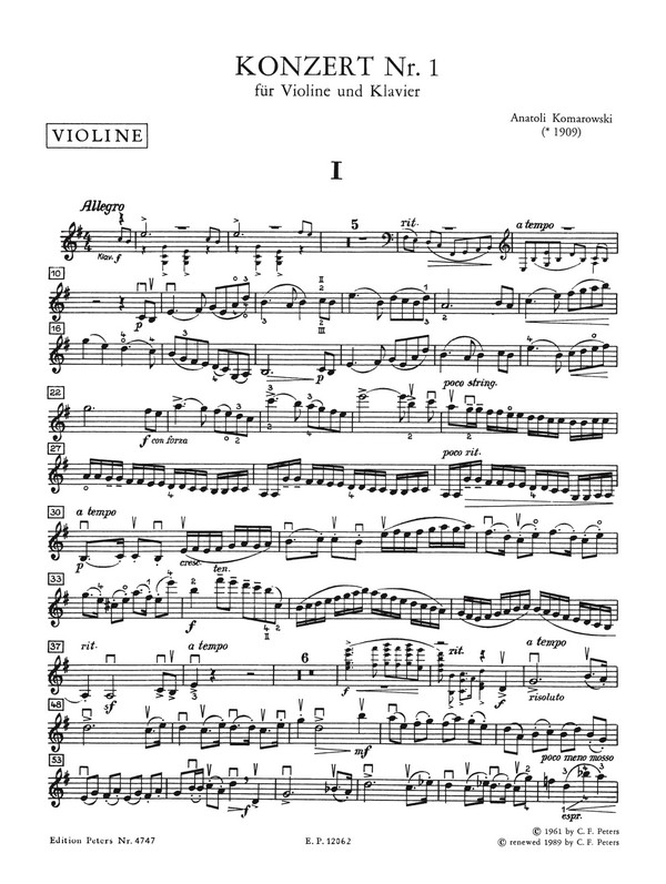Konzert e-Moll Nr.1 für Violine und Orchester