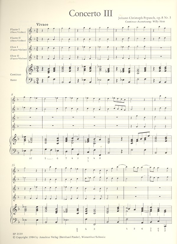 Concerto op.8,3 für 2 Blockflöten