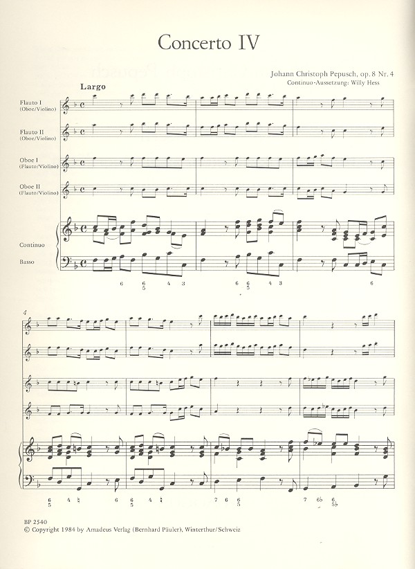 Concerto op.8,4 für 2 Blockflöten