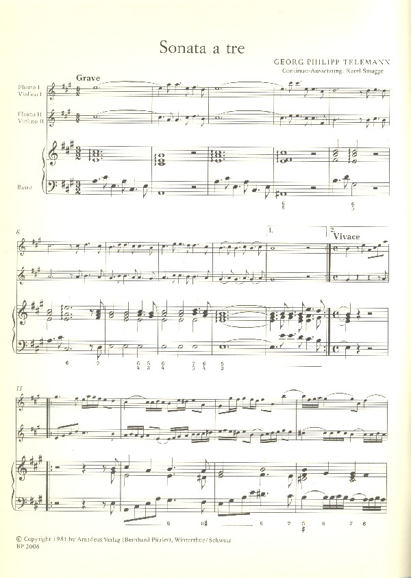 Sonata a tre A-Dur für 2 Flöten