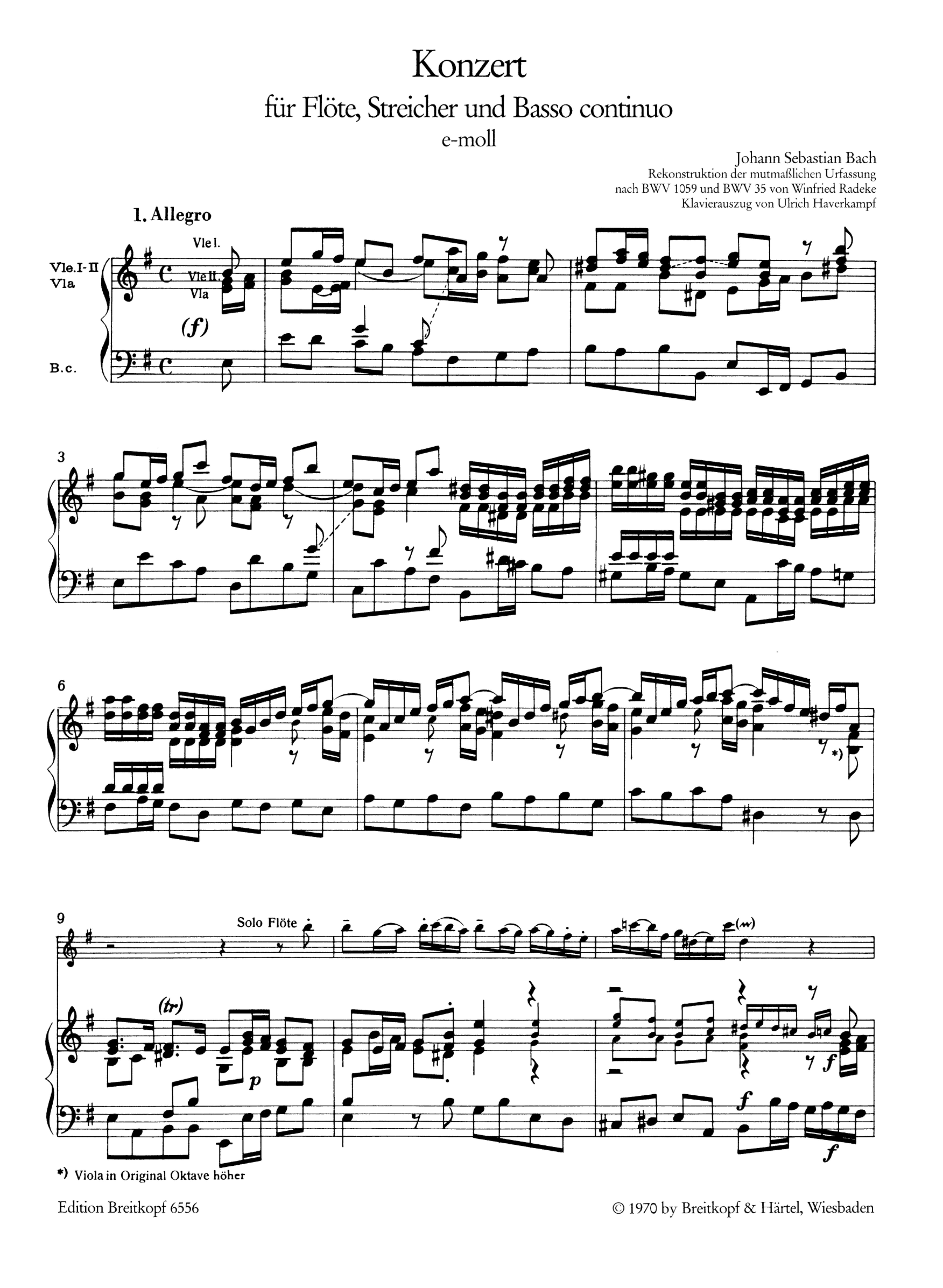 Konzert e-Moll nach BWV35