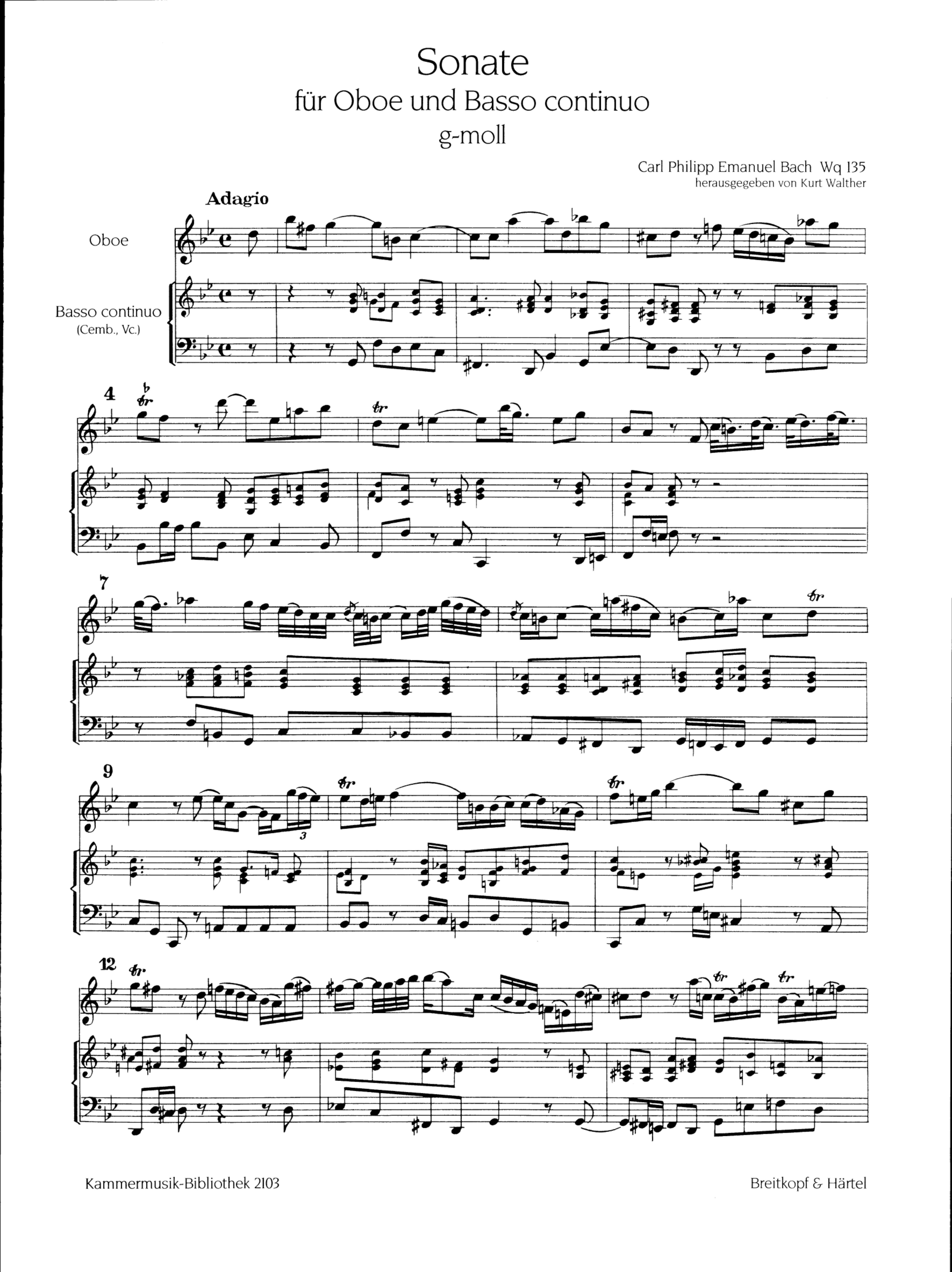 Sonate g-Moll WQ135
