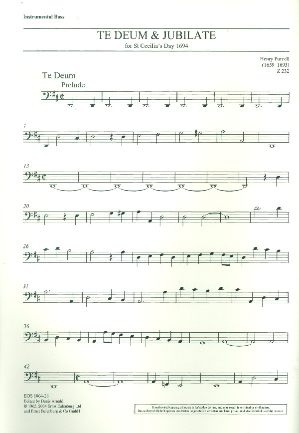Purcell, Henry, Te Deum und Jubilate Z 232