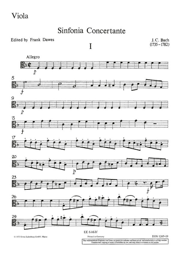 J.Chr. Bach, Sinfonia concertante F-Dur