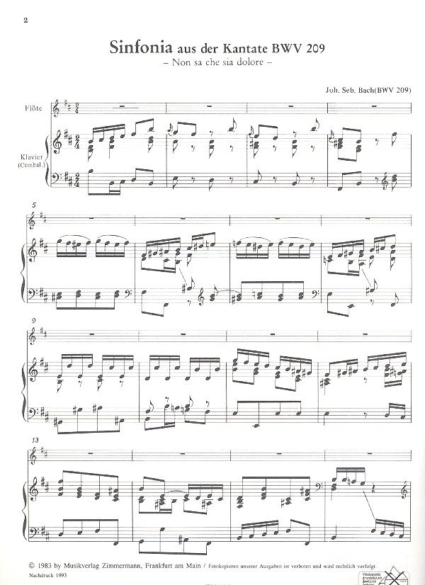 Sinfonia aus der Kantate BWV209 / Arie 'Schlafe mein Liebster'