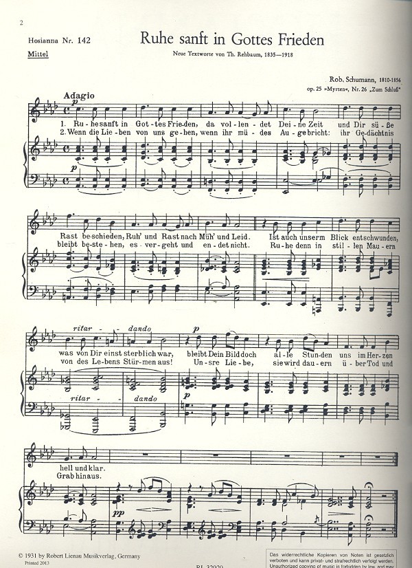 Ruhe sanft in Gottes Frieden op.25,26