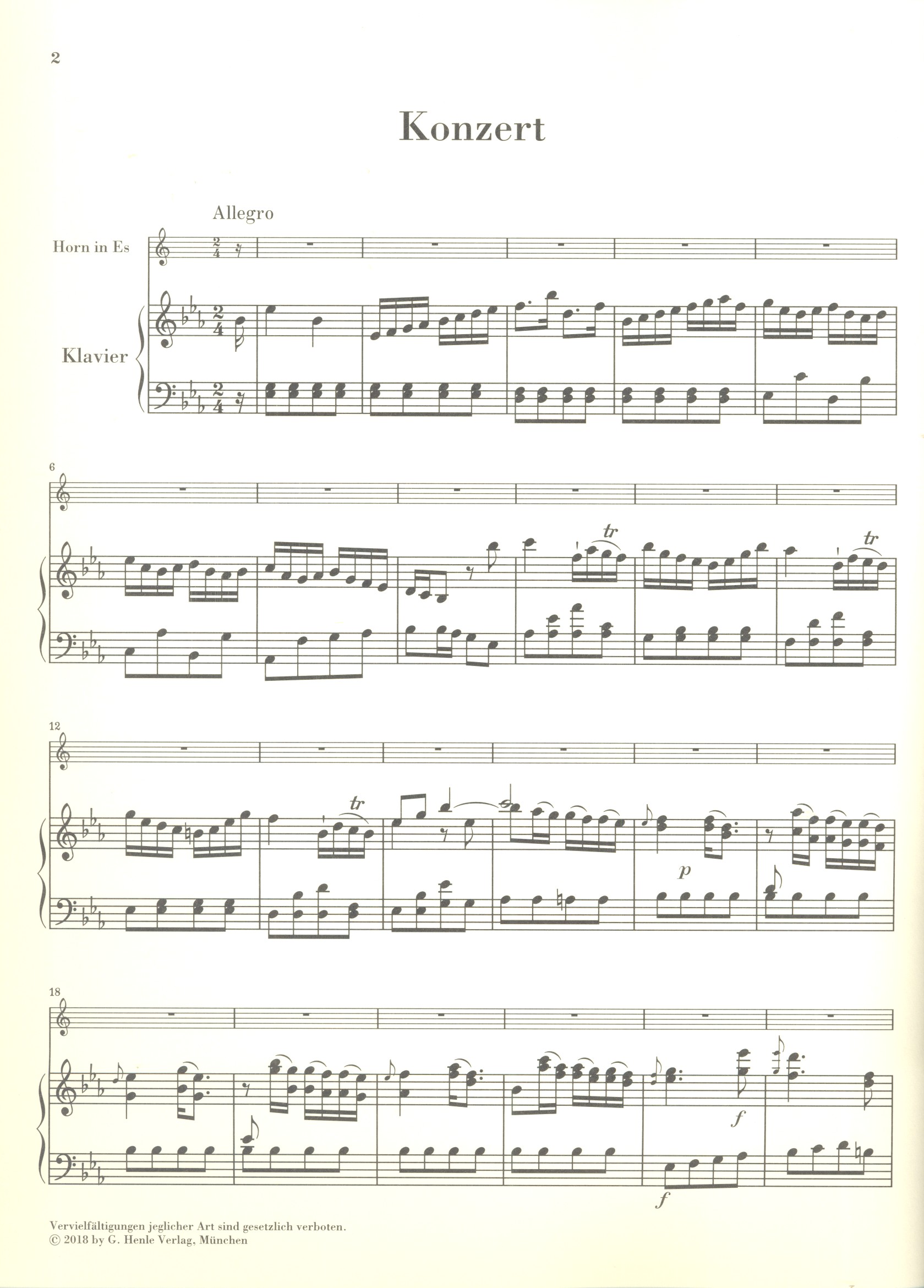 Konzert Es-Dur für Horn (Trompete) und Streichorchester