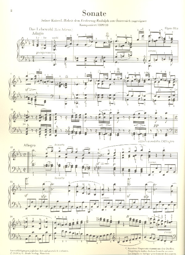 Sonate Es-Dur Nr.26 op.81a