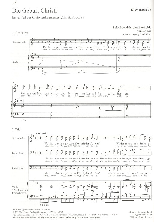 Die Geburt Christi op.97 Teil 1