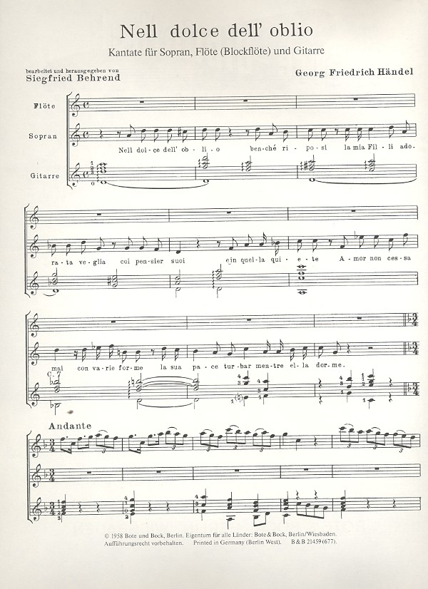 Nell dolce dell'oblio Kantate