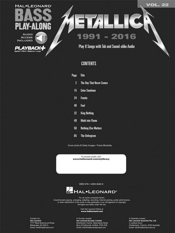 Metallica 1991-2016 (+Online Audio Access)