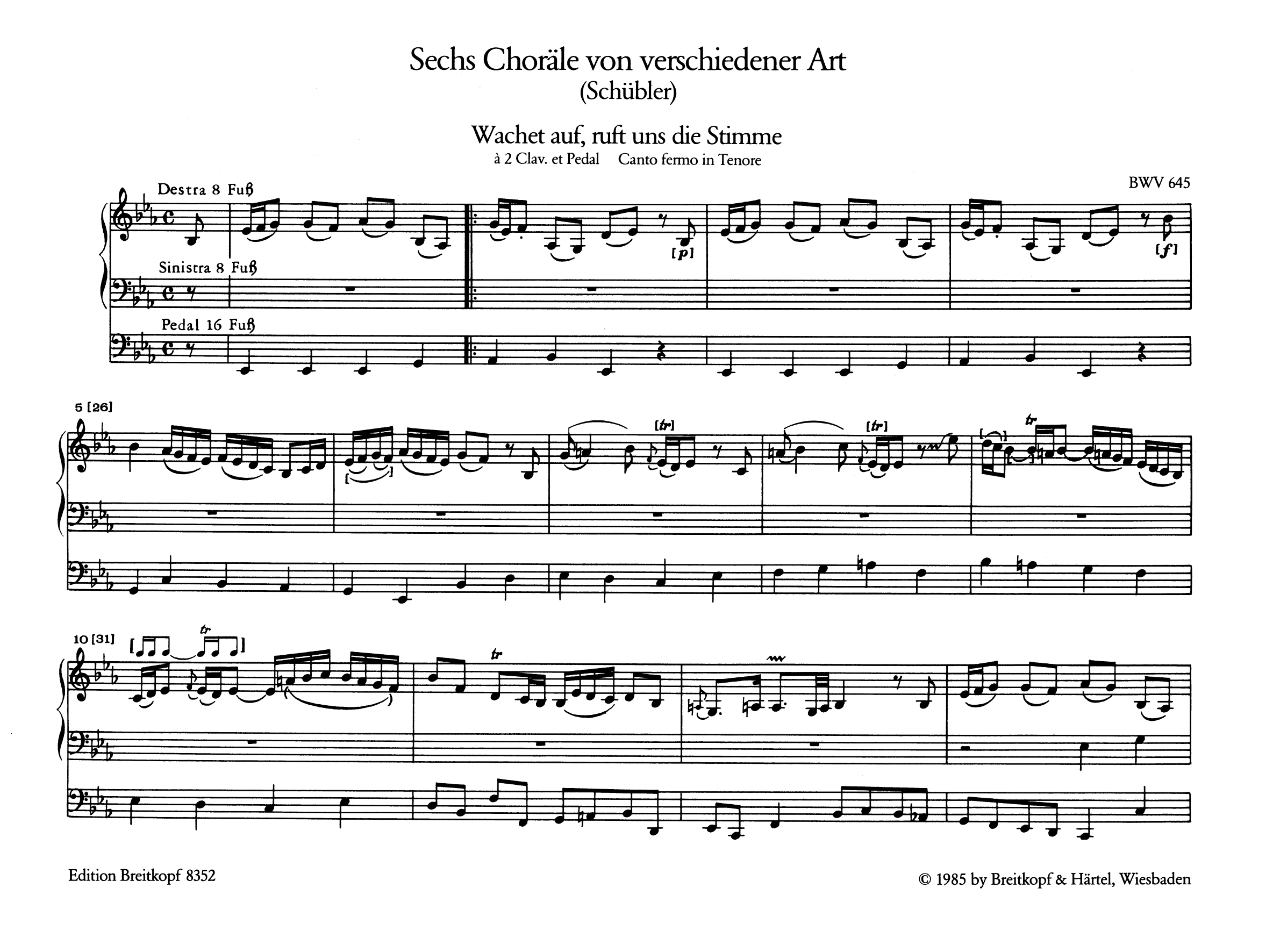 6 Choräle nach verschiedener Art BWV645-650