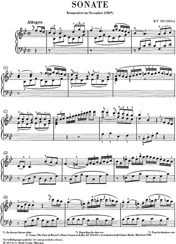 Sonate B-Dur KV333