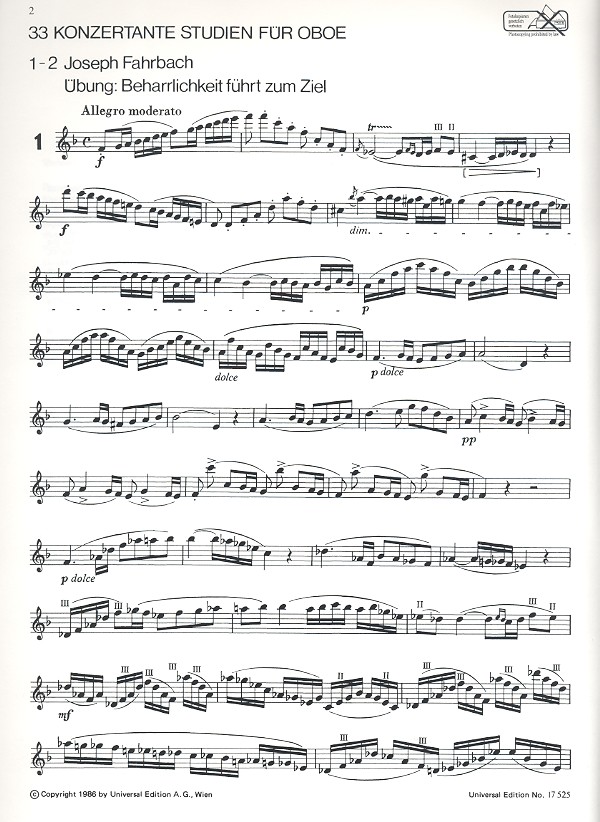 33 konzertante Studien für Oboe