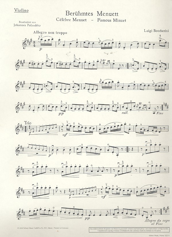 Berühmtes Menuett op.13,5