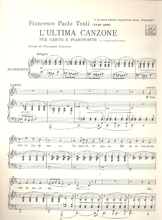 L'ultima canzone per mezzosoprano