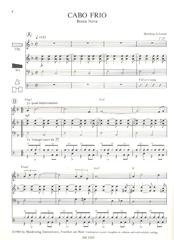 Cabo frio Bossa nova für Vibraphon