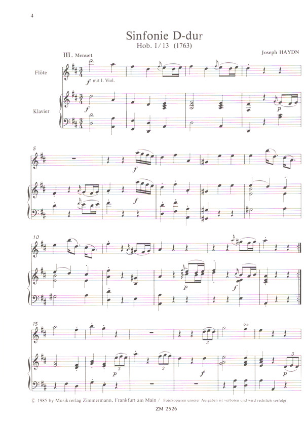 Flötenpartien aus Sinfonien