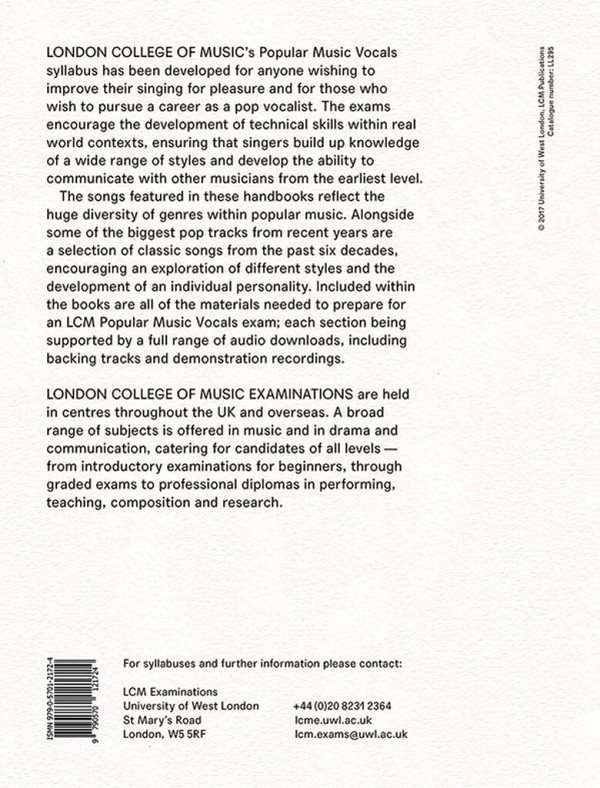 LL295 Popular Music Vocals Grade 3 (+Online Audio Access)