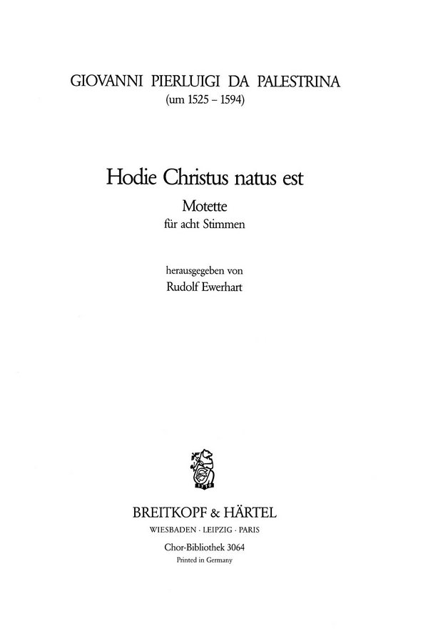 Hodie Christusnatus est - Motette