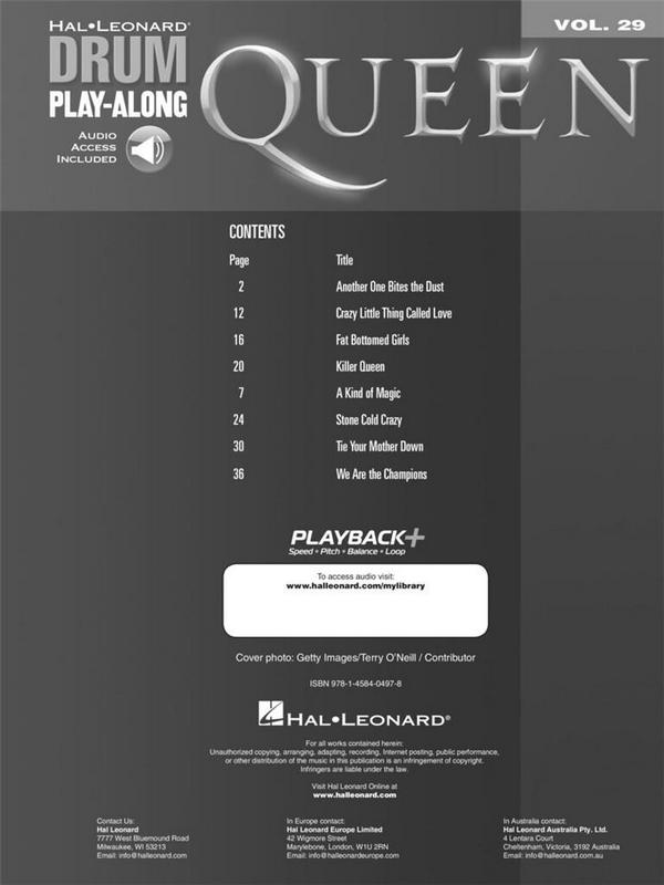 Queen - drum playalong vol.28 (+Audio Online Access):