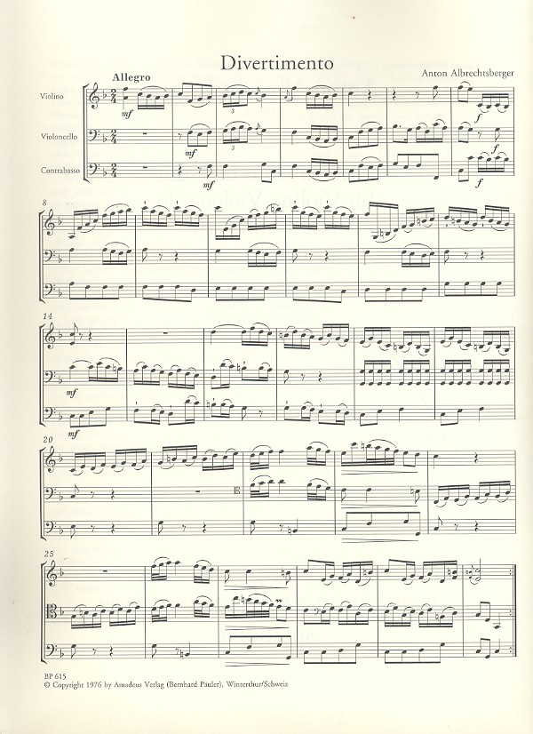 Divertimento F-Dur für Violine,
