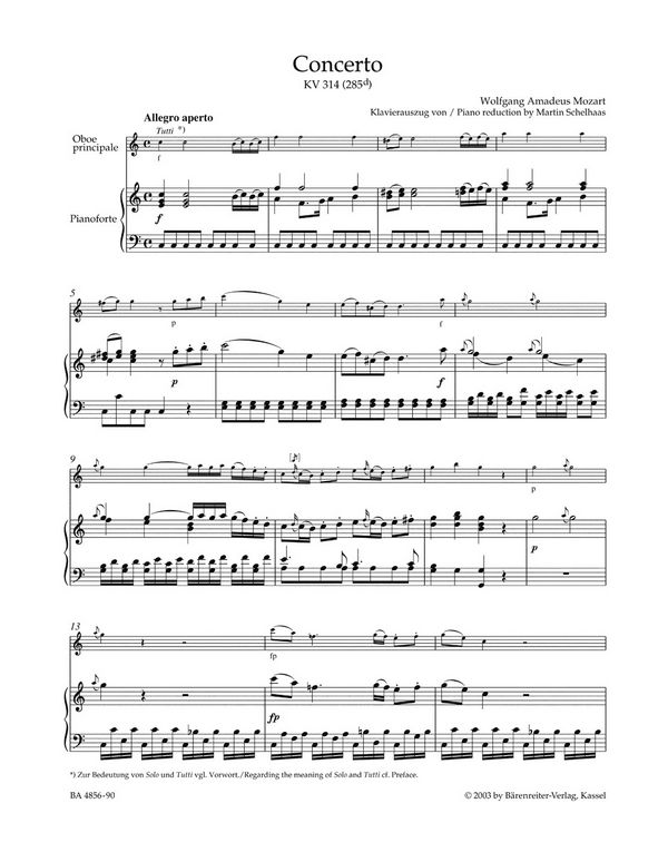 Konzert C-Dur KV314 für Oboe und Orchester 